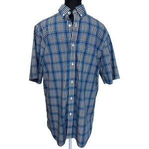 Nordstrom Men’s Wrinkle-Free Classic Fit Plaid Button-Down Shirt M Blue Teal EUC